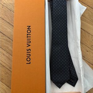 Louis Vuitton Dark Gray Monogram Silk Tie